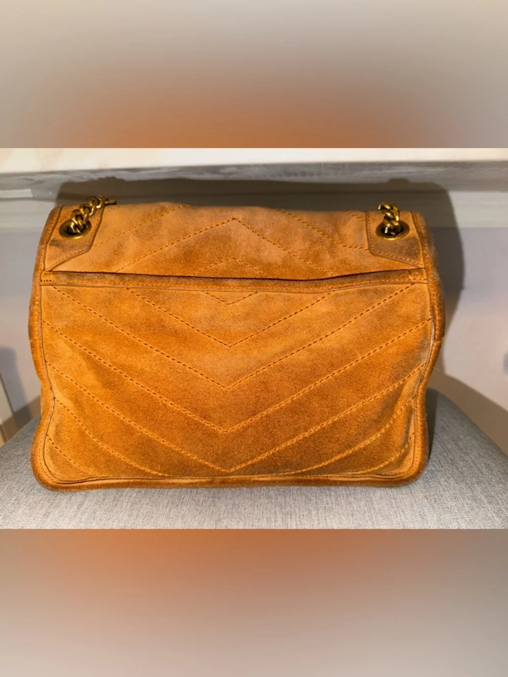 YSL Saint Laurent Cognac/Tan Suede Handbag - Picture 13 of 16